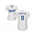 Women Majestic Los Angeles Dodgers #11 Logan Forsythe Replica White Home Cool Base MLB Jersey