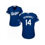 Women Majestic Los Angeles Dodgers #14 Enrique Hernandez Replica Royal Blue Alternate 2017 World Series Bound Cool Base MLB Jersey