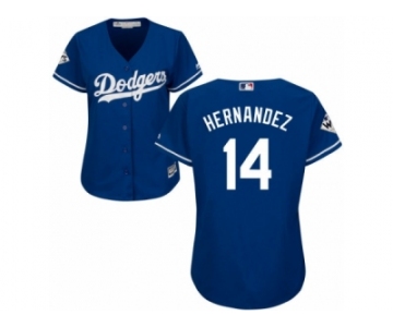 Women Majestic Los Angeles Dodgers #14 Enrique Hernandez Replica Royal Blue Alternate 2017 World Series Bound Cool Base MLB Jersey