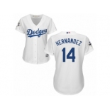 Women Majestic Los Angeles Dodgers #14 Enrique Hernandez Replica White Home 2017 World Series Bound Cool Base MLB Jersey