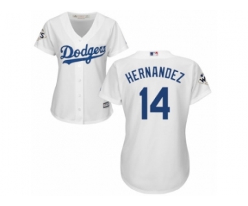 Women Majestic Los Angeles Dodgers #14 Enrique Hernandez Replica White Home 2017 World Series Bound Cool Base MLB Jersey