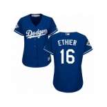 Women Majestic Los Angeles Dodgers #16 Andre Ethier Replica Royal Blue Alternate 2017 World Series Bound Cool Base MLB Jersey