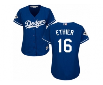 Women Majestic Los Angeles Dodgers #16 Andre Ethier Replica Royal Blue Alternate 2017 World Series Bound Cool Base MLB Jersey