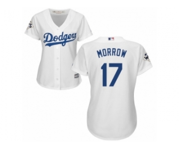 Women Majestic Los Angeles Dodgers #17 Brandon Morrow Replica White Home 2017 World Series Bound Cool Base MLB Jersey