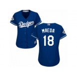 Women Majestic Los Angeles Dodgers #18 Kenta Maeda Replica Royal Blue Alternate 2017 World Series Bound Cool Base MLB Jersey