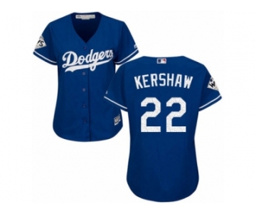 Women Majestic Los Angeles Dodgers #22 Clayton Kershaw Replica Royal Blue Alternate 2017 World Series Bound Cool Base MLB Jersey