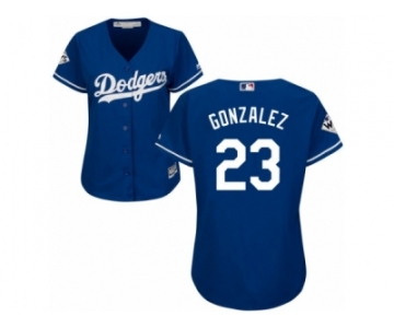 Women Majestic Los Angeles Dodgers #23 Adrian Gonzalez Replica Royal Blue Alternate 2017 World Series Bound Cool Base MLB Jersey