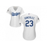 Women Majestic Los Angeles Dodgers #23 Adrian Gonzalez Replica White Home 2017 World Series Bound Cool Base MLB Jersey