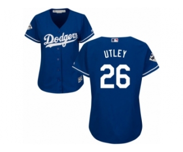 Women Majestic Los Angeles Dodgers #26 Chase Utley Replica Royal Blue Alternate 2017 World Series Bound Cool Base MLB Jersey