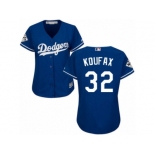 Women Majestic Los Angeles Dodgers #32 Sandy Koufax Replica Royal Blue Alternate 2017 World Series Bound Cool Base MLB Jersey