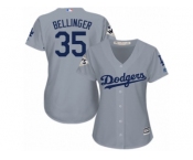 Women Majestic Los Angeles Dodgers #35 Cody Bellinger Replica Grey Road 2017 World Series Bound Cool Base MLB Jersey