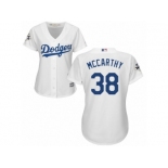 Women Majestic Los Angeles Dodgers #38 Brandon McCarthy Replica White Home 2017 World Series Bound Cool Base MLB Jersey