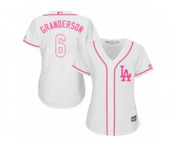 Women Majestic Los Angeles Dodgers #6 Curtis Granderson Authentic White Fashion Cool Base MLB Jersey