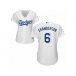 Women Majestic Los Angeles Dodgers #6 Curtis Granderson Authentic White Home Cool Base MLB Jersey