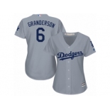 Women Majestic Los Angeles Dodgers #6 Curtis Granderson Replica Grey Road Cool Base MLB Jersey