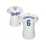 Women Majestic Los Angeles Dodgers #6 Curtis Granderson Replica White Home 2017 World Series Bound Cool Base MLB Jersey