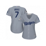 Women Majestic Los Angeles Dodgers #7 Julio Urias Authentic Grey Road 2017 World Series Bound Cool Base MLB Jersey