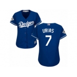 Women Majestic Los Angeles Dodgers #7 Julio Urias Replica Royal Blue Alternate 2017 World Series Bound Cool Base MLB Jersey