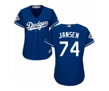 Women Majestic Los Angeles Dodgers #74 Kenley Jansen Replica Royal Blue Alternate 2017 World Series Bound Cool Base MLB Jersey