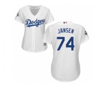 Women Majestic Los Angeles Dodgers #74 Kenley Jansen Replica White Home 2017 World Series Bound Cool Base MLB Jersey