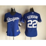 Women's L.A. Dodgers #22 Clayton Kershaw Majestic Blue Cool Base Player Jersey