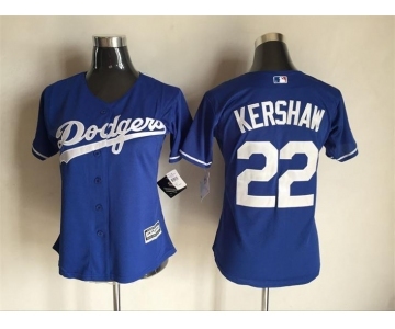 Women's L.A. Dodgers #22 Clayton Kershaw Majestic Blue Cool Base Player Jersey