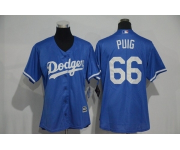 Women's L.A. Dodgers #66 Yasiel Puig Majestic Blue Cool Base Player Jersey