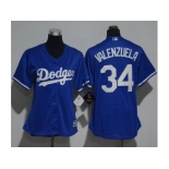 Women's Los Angeles Dodgers #34 Fernando Valenzuela Blue Fashion Stitched MLB Jersey