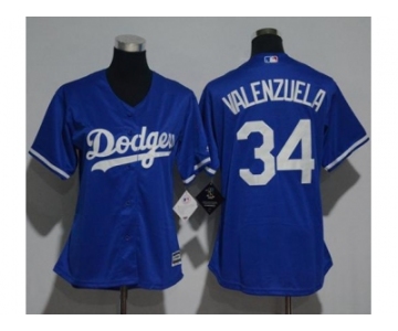 Women's Los Angeles Dodgers #34 Fernando Valenzuela Blue Fashion Stitched MLB Jersey