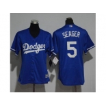 Women's Los Angeles Dodgers #5 Corey Seager Blue Alternate Stitched MLB Jersey