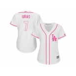 Women's Los Angeles Dodgers #7 Julio Urias White Pink Fashion Stitched MLB Jersey