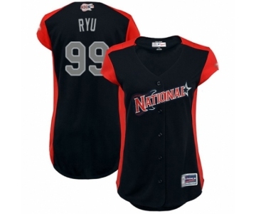 Women's Los Angeles Dodgers #99 Hyun-Jin Ryu Authentic Navy Blue National League 2019 Baseball All-Star Jersey