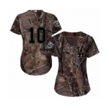 Women's Majestic Los Angeles Dodgers #10 Justin Turner Authentic Camo Realtree Collection Flex Base 2018 World Series MLB Jersey