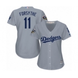 Women's Majestic Los Angeles Dodgers #11 Logan Forsythe Authentic Grey Road Cool Base 2018 World Series MLB Jersey