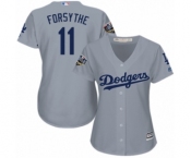 Women's Majestic Los Angeles Dodgers #11 Logan Forsythe Authentic Grey Road Cool Base 2018 World Series MLB Jersey