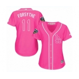 Women's Majestic Los Angeles Dodgers #11 Logan Forsythe Authentic Pink Fashion Cool Base 2018 World Series MLB Jersey