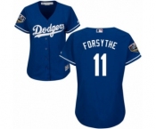 Women's Majestic Los Angeles Dodgers #11 Logan Forsythe Authentic Royal Blue Alternate Cool Base 2018 World Series MLB Jersey