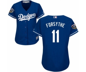 Women's Majestic Los Angeles Dodgers #11 Logan Forsythe Authentic Royal Blue Alternate Cool Base 2018 World Series MLB Jersey