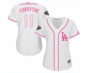 Women's Majestic Los Angeles Dodgers #11 Logan Forsythe Authentic White Fashion Cool Base 2018 World Series MLB Jersey