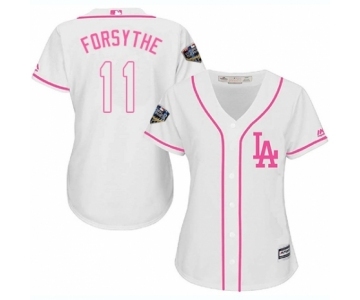 Women's Majestic Los Angeles Dodgers #11 Logan Forsythe Authentic White Fashion Cool Base 2018 World Series MLB Jersey