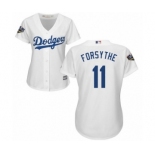 Women's Majestic Los Angeles Dodgers #11 Logan Forsythe Authentic White Home Cool Base 2018 World Series MLB Jersey