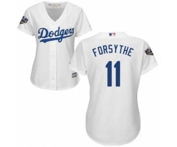 Women's Majestic Los Angeles Dodgers #11 Logan Forsythe Authentic White Home Cool Base 2018 World Series MLB Jersey