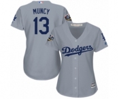 Women's Majestic Los Angeles Dodgers #13 Max Muncy Authentic Grey Road Cool Base 2018 World Series MLB Jersey