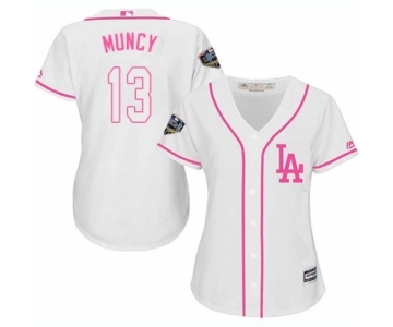 Women's Majestic Los Angeles Dodgers #13 Max Muncy Authentic White Fashion Cool Base 2018 World Series MLB Jersey