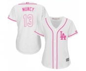 Women's Majestic Los Angeles Dodgers #13 Max Muncy Authentic White Fashion Cool Base MLB Jersey