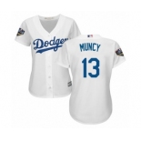 Women's Majestic Los Angeles Dodgers #13 Max Muncy Authentic White Home Cool Base 2018 World Series MLB Jersey