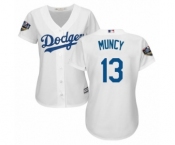 Women's Majestic Los Angeles Dodgers #13 Max Muncy Authentic White Home Cool Base 2018 World Series MLB Jersey