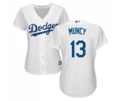 Women's Majestic Los Angeles Dodgers #13 Max Muncy Authentic White Home Cool Base MLB Jersey