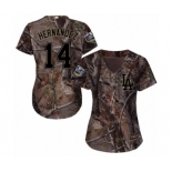 Women's Majestic Los Angeles Dodgers #14 Enrique Hernandez Authentic Camo Realtree Collection Flex Base 2018 World Series MLB Jersey