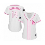 Women's Majestic Los Angeles Dodgers #14 Enrique Hernandez Authentic White Fashion Cool Base 2018 World Series MLB Jersey